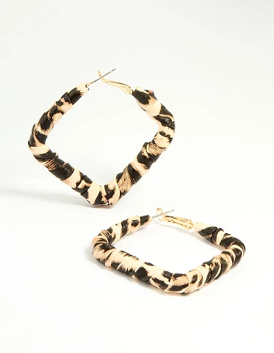 Gold Leopard Print Hoop Earrings