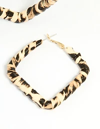 Gold Leopard Print Hoop Earrings