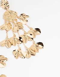 Gold Molten Petal Drop Earrings