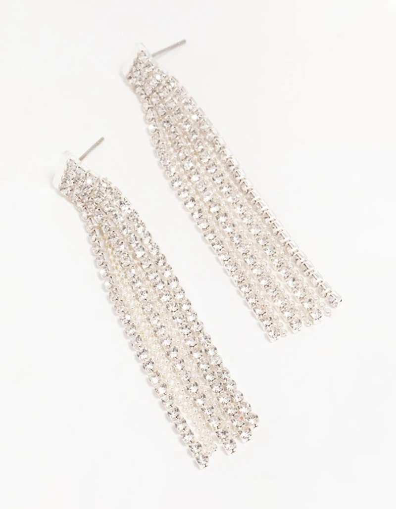 Boucles d’oreilles pendantes en chaîne Silver Diamante