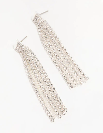 Boucles d’oreilles pendantes en chaîne Silver Diamante