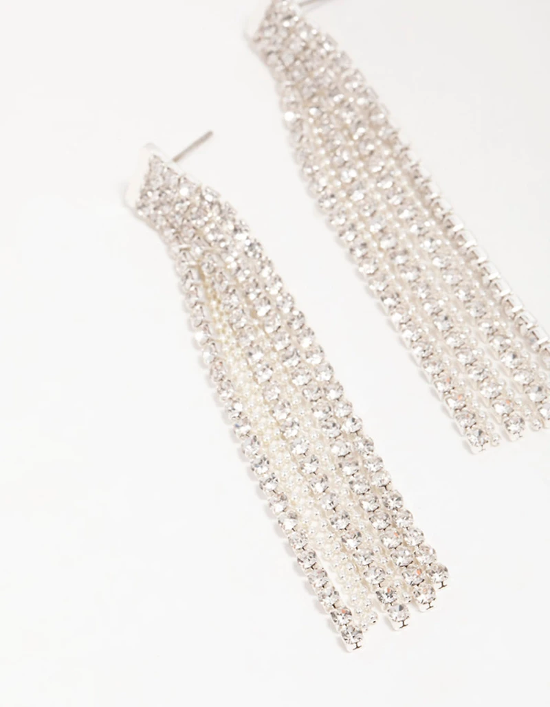 Boucles d’oreilles pendantes en chaîne Silver Diamante