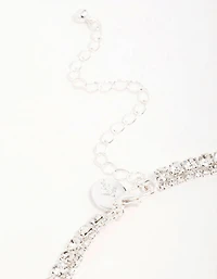 Silver Diamante Tennis Necklace & Earrings Set