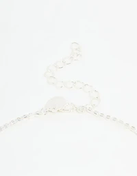 Silver Pearl Diamante Halo Vine Necklace & Earrings Set