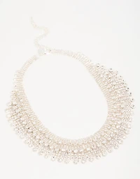 Collier en forme de bavoir en forme de chaîne en éventail en argent Diamante