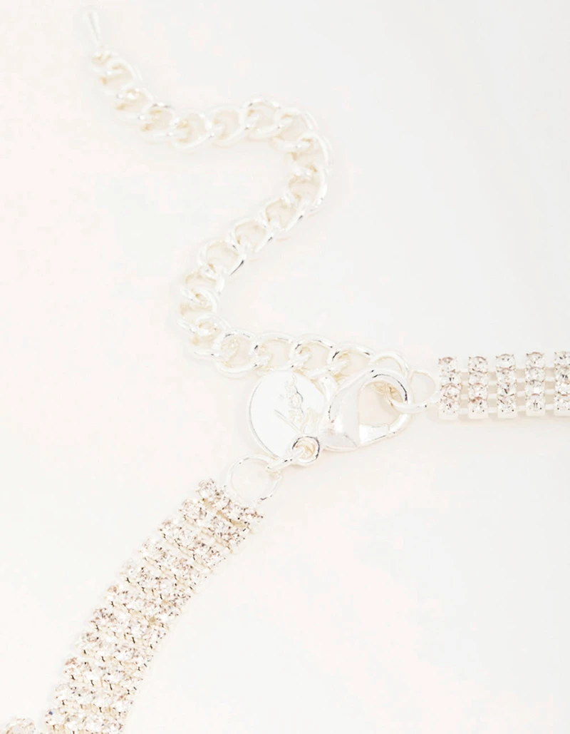 Collier en forme de bavoir en forme de chaîne en éventail en argent Diamante