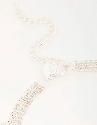 Collier en forme de bavoir en forme de chaîne en éventail en argent Diamante