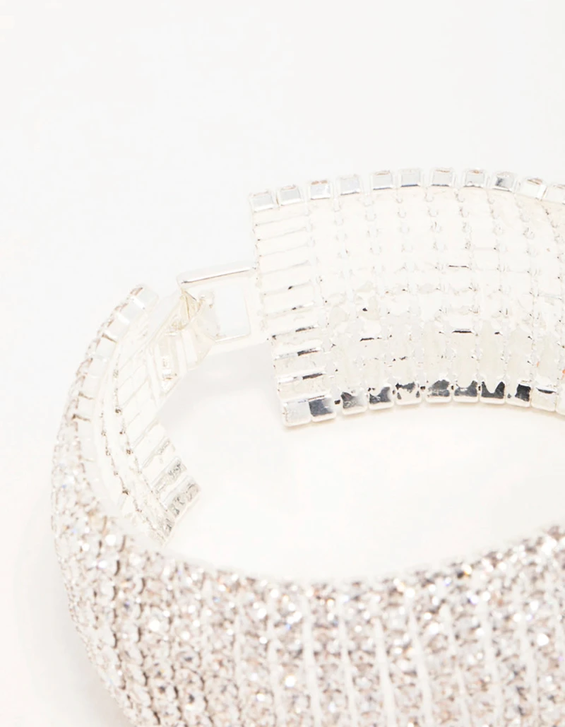Silver Diamante Thick Cupchain Bracelet