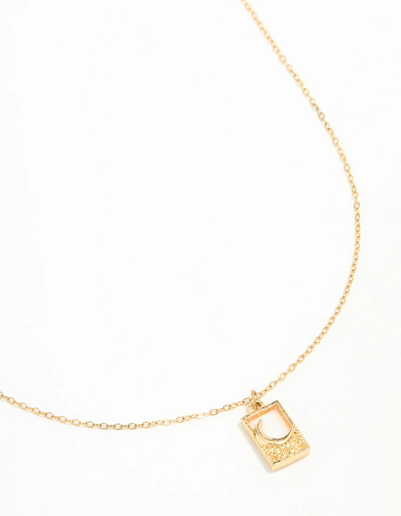 Waterproof Gold Plated Stainless Steel Moon Pendant Necklace