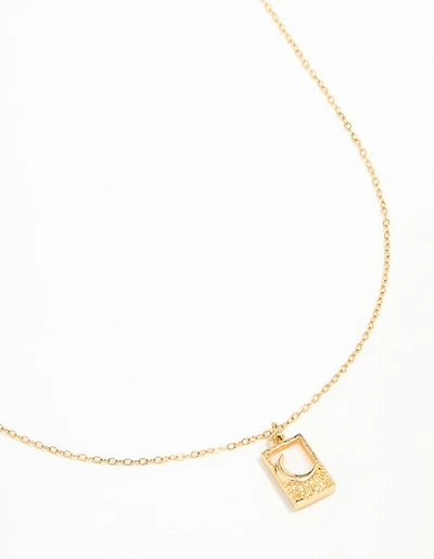 Waterproof Gold Plated Stainless Steel Moon Pendant Necklace