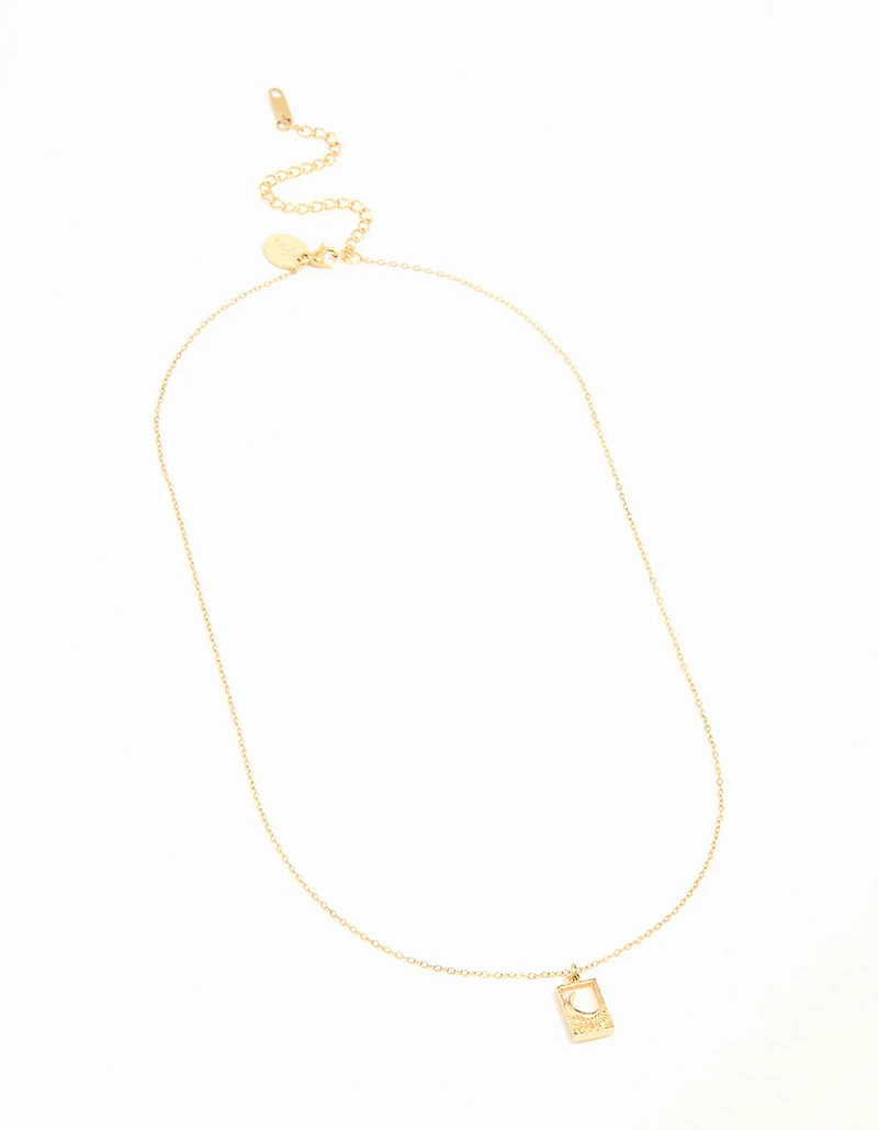 Waterproof Gold Plated Stainless Steel Moon Pendant Necklace