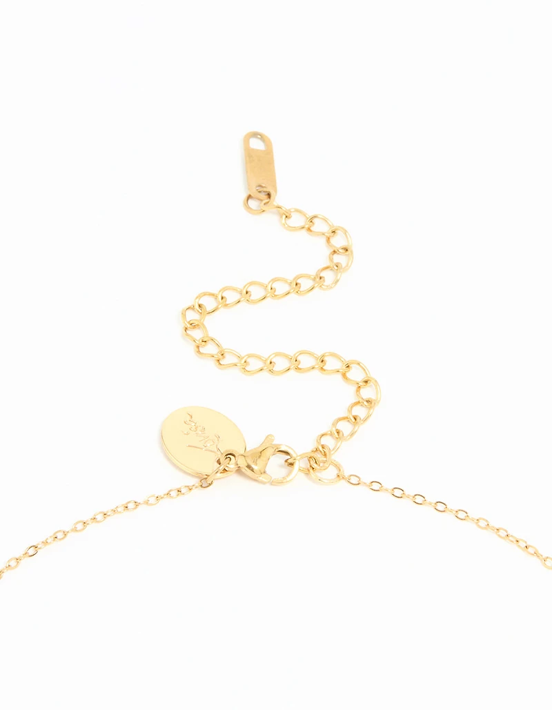 Waterproof Gold Plated Stainless Steel Moon Pendant Necklace