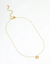 Waterproof Gold Plated Stainless Steel Bow Pendant Necklace