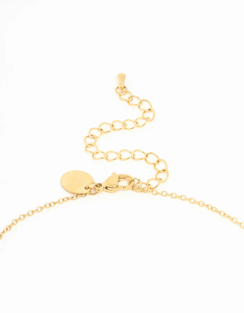 Waterproof Gold Plated Stainless Steel Cubic Zirconia Y-Necklace
