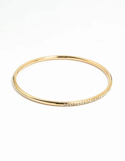 Waterproof Gold Plated Stainless Steel Diamante Bangle