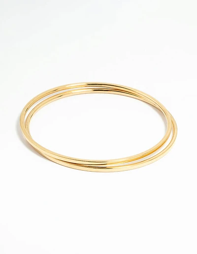 Waterproof Gold Plated Stainless Steel Clean Bangles 2-Pack