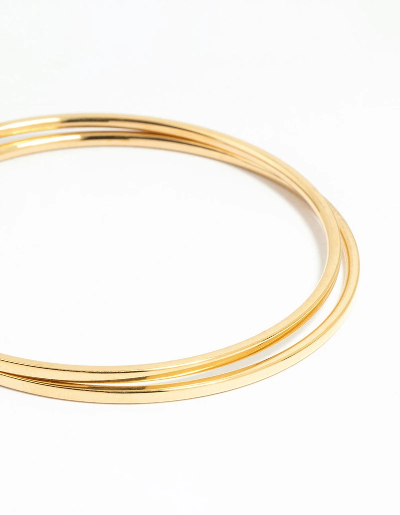Waterproof Gold Plated Stainless Steel Clean Bangles 2-Pack