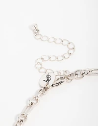 Antique Silver Turquoise Stone Cross Pendant Necklace
