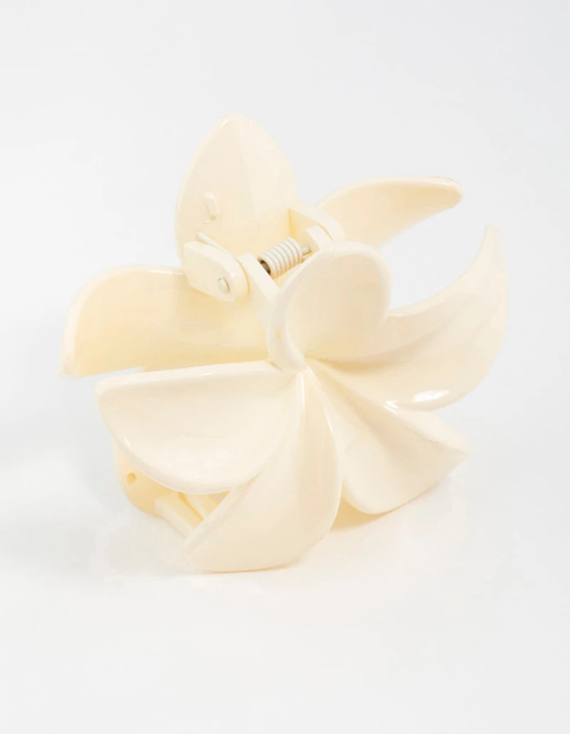 Cream Frangipani Hair Claw Clip