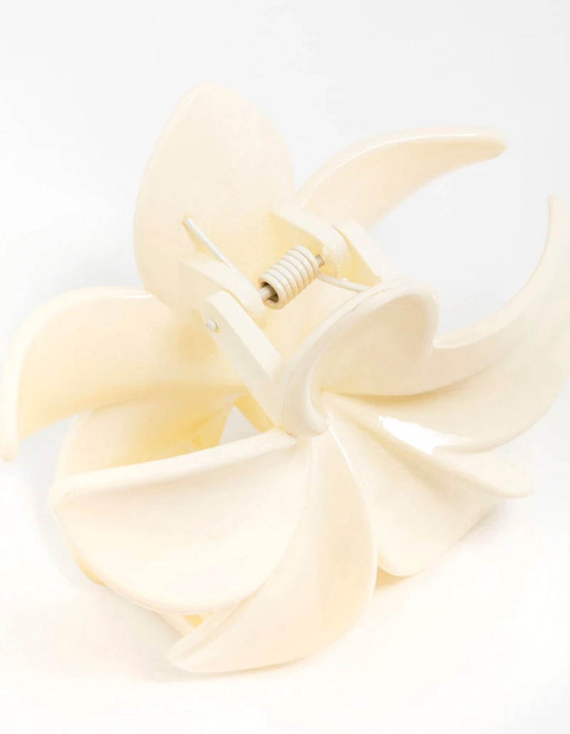 Cream Frangipani Hair Claw Clip
