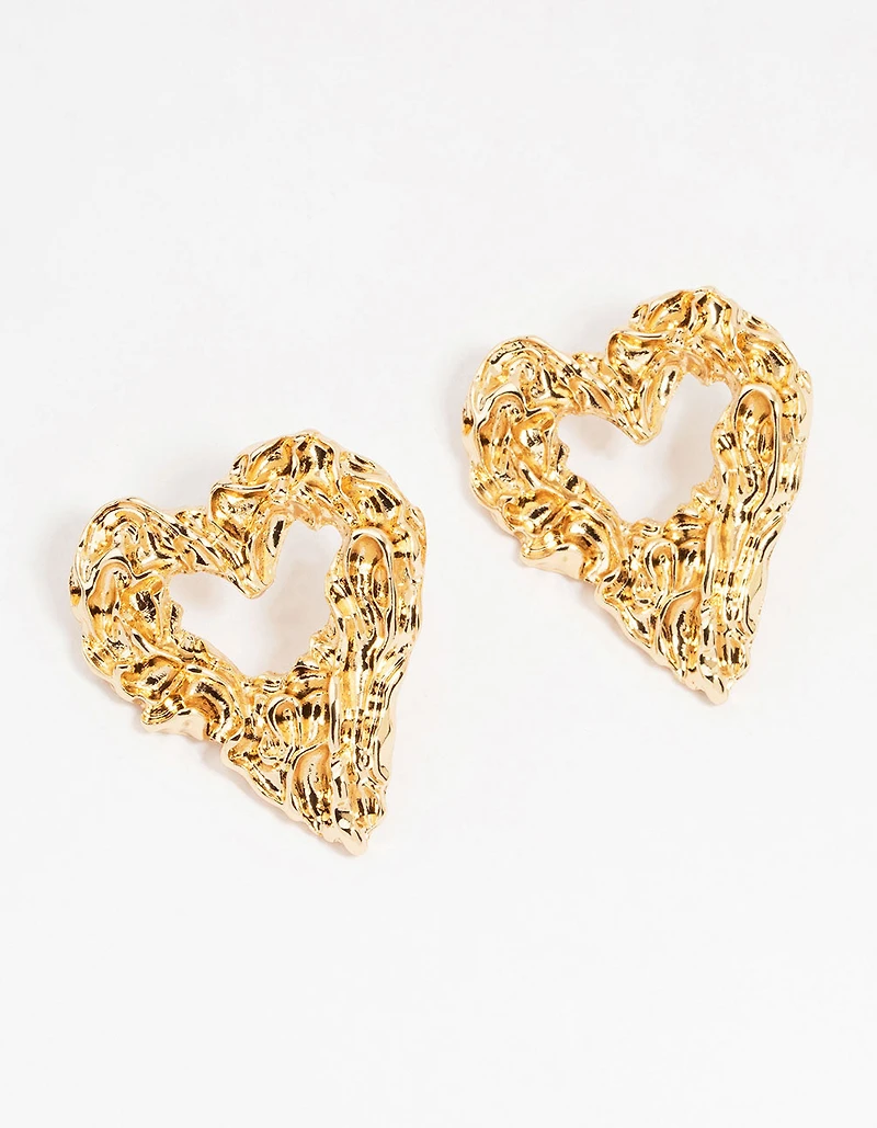 Boucles d’oreilles à cœur ouvert en or en fusion