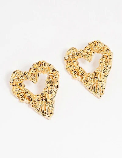 Boucles d’oreilles à cœur ouvert en or en fusion