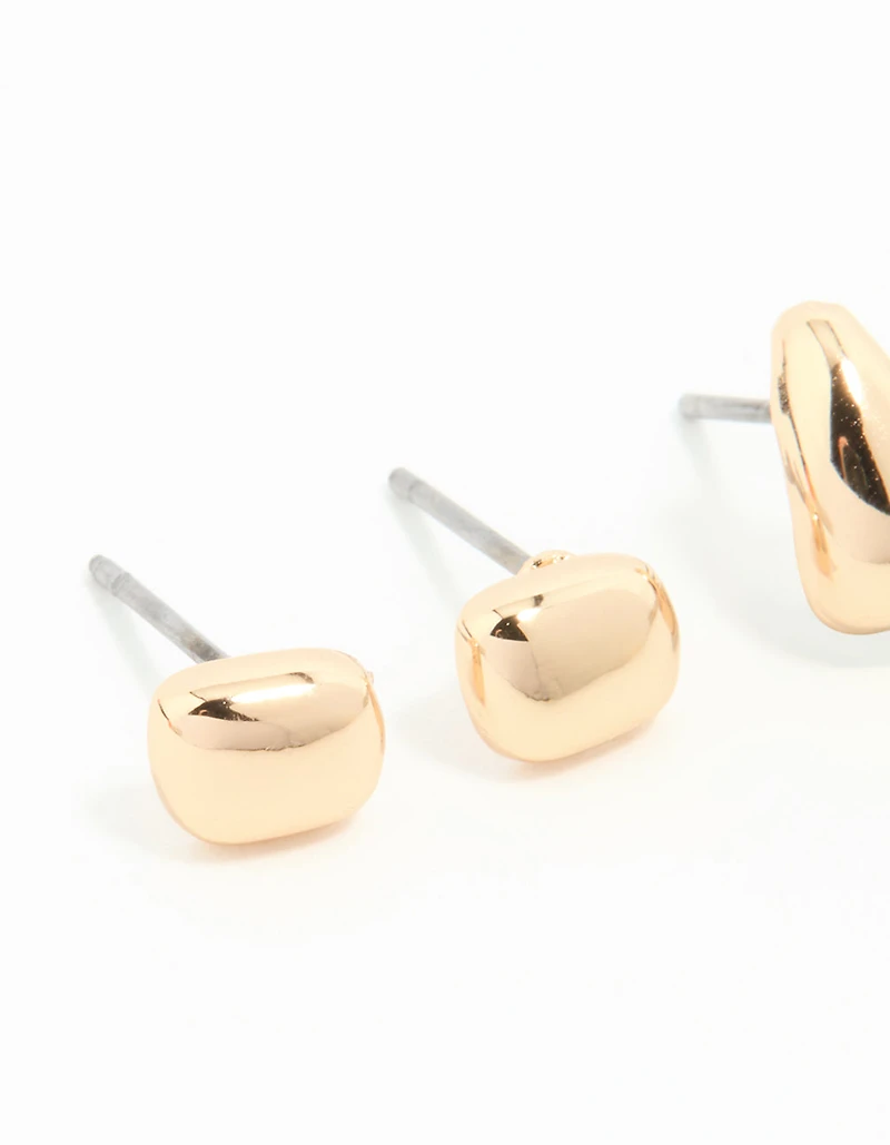 Gold Mini Stud & Hoop Earrings 3-Pack