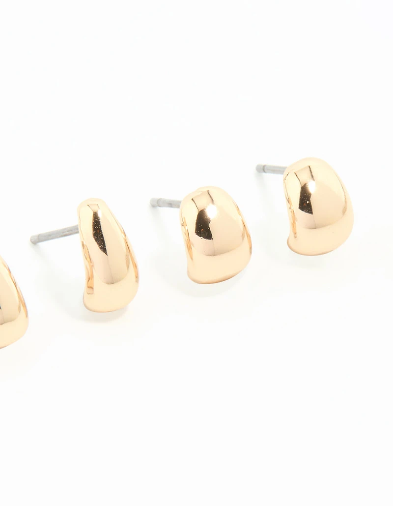 Gold Mini Stud & Hoop Earrings 3-Pack