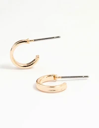 Gold Diamante Chain & Hoop Earrings 3-Pack
