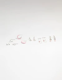 Silver Flower & Butterfly Mixed Earring Stack 6-Pack