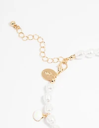 Bracelet de cheville en perles dorées perlées de mer