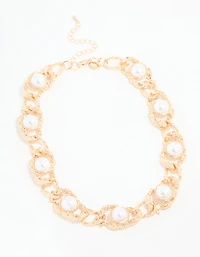 Collier en corde fondue en perles d’or