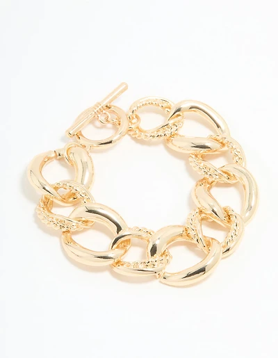 Gold Twisted Curb T & O Bracelet