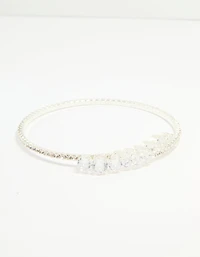 Silver Cubic Zirconia Front Detail Wrist Cuff