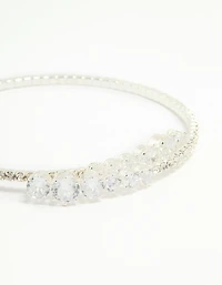 Silver Cubic Zirconia Front Detail Wrist Cuff