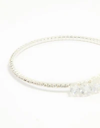 Silver Cubic Zirconia Front Detail Wrist Cuff