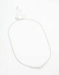 Silver Cubic Zirconia Marquise Pendant Necklace