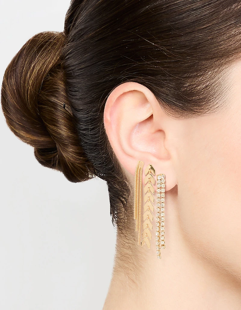 Gold Graduating Drop Earrings 3-Pack
