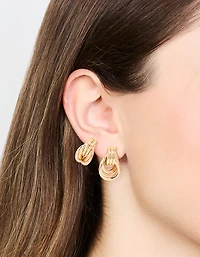 Gold Mixed Size Knot Stud Earrings 2-Pack