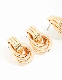 Gold Mixed Size Knot Stud Earrings 2-Pack