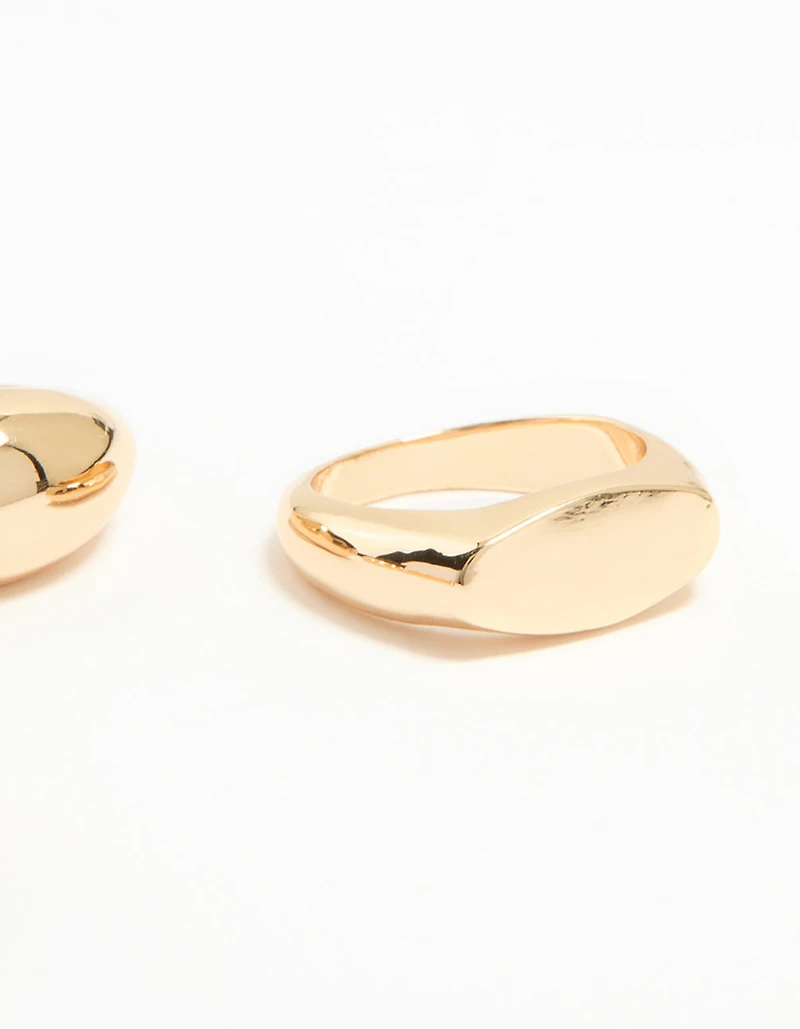 Gold Signet & Twist Rings 5-Pack