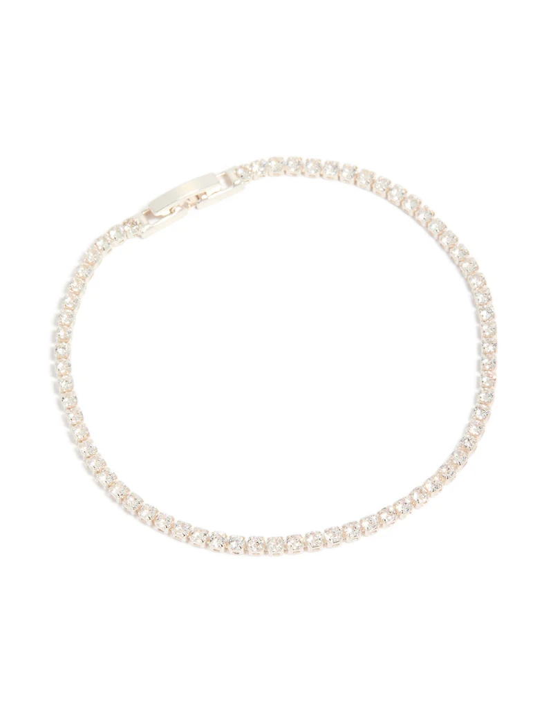 Bracelet de tennis miniature en zirconie cubique argenté