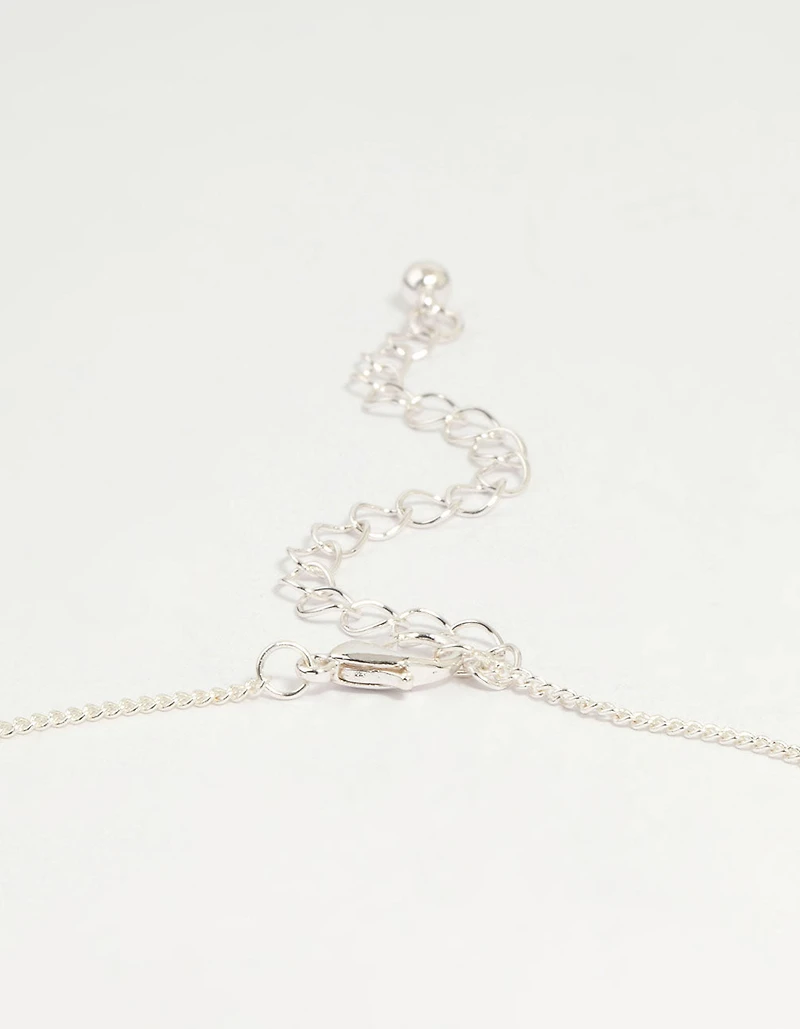 Silver Plated Diamante Rose Cross Pendant Necklace