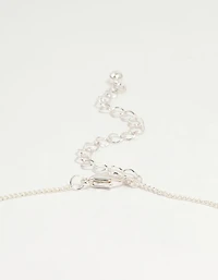 Silver Plated Diamante Rose Cross Pendant Necklace