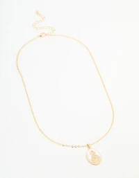 Gold Plated Enamel Mary Pendant Necklace