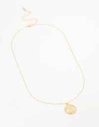 Gold Plated Mary Coin Pendant Necklace