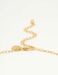 Gold Plated Rose Beaded Locket Cross Y-Necklace
