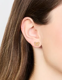Kids Gold Plated Surgical Steel Bow Flat Back Earrings