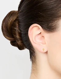 Kids Gold Plated Surgical Steel Cross Flat Back Earrings