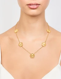 Waterproof Gold Plated Stainless Steel Flower Pendant Necklace